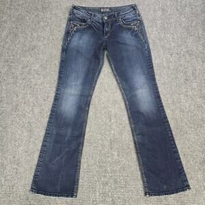 Silver Jeans Suki 17 Womens 30x33 Dark Wash Bootcut Embellished Studded Y2K